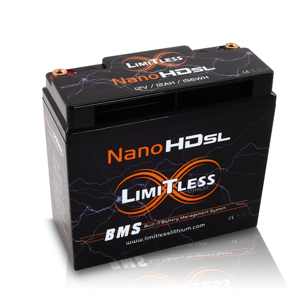 LIMITLESS LITHIUM Nano HD SL 12AH Motorcycle / Power sports Battery (BCI 20 Case)
